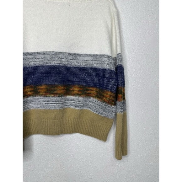 Fate Anthropologie Sweater XL Womens Fuzzy Colorblock Striped Trendy Crew Soft - Picture 10 of 14